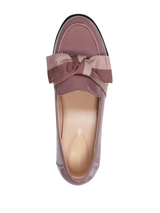 Bandolino Mauve Patent Loafers with Grosgrain Bow